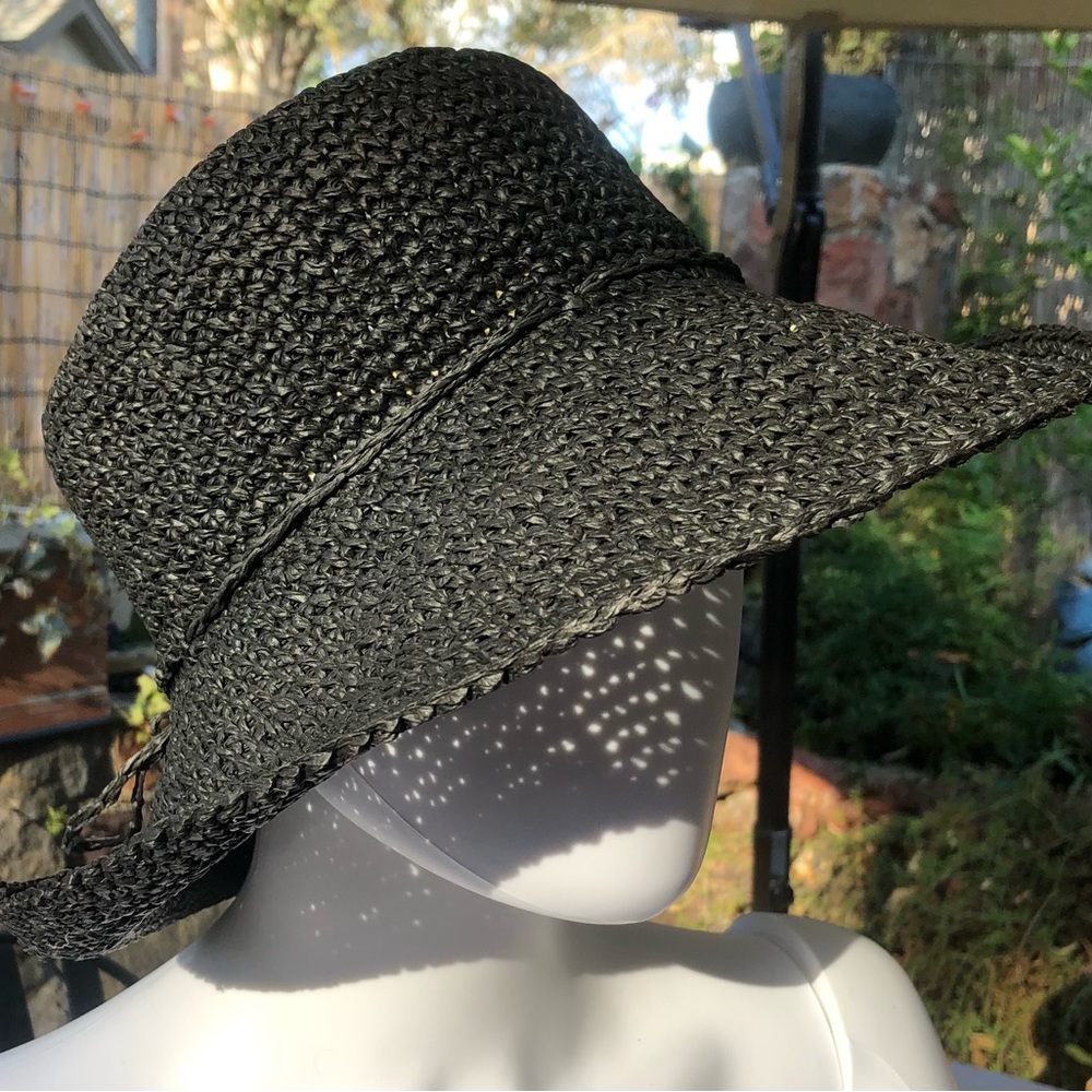 Coldwater Creek black straw hat.